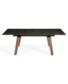 Table de salle à manger rectangulaire à rallonge avec plateau noir/noyer - 180x90x75 cm