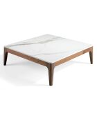 Table basse carrée avec plateau blanc/noyer - 100x100x30 cm