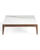 Table basse carrée avec plateau blanc/noyer - 100x100x30 cm