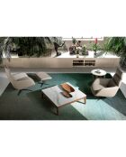 Table basse carrée avec plateau blanc/noyer - 100x100x30 cm