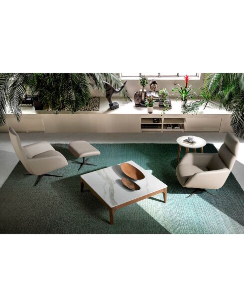 Table basse carrée avec plateau blanc/noyer - 100x100x30 cm