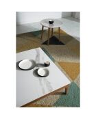 Table basse carrée avec plateau blanc/noyer - 100x100x30 cm