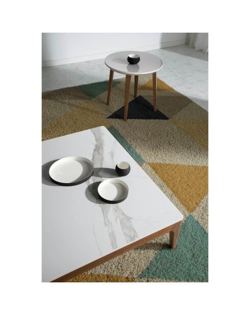 Vierkante salontafel met wit/notenhouten blad - 100x100x30 cm