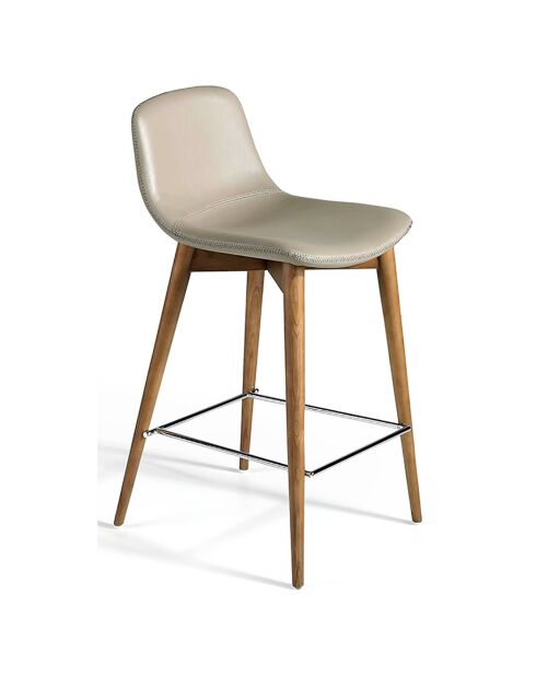 Tabouret rembourré vison/noyer - 52x45x93 cm