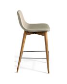 Tabouret rembourré vison/noyer - 52x45x93 cm
