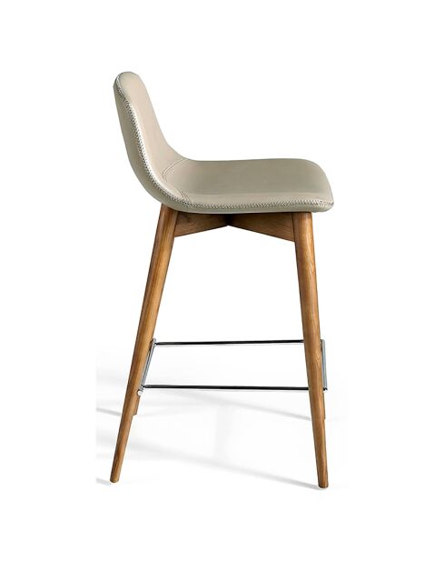 Tabouret rembourré vison/noyer - 52x45x93 cm