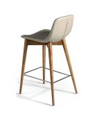Tabouret rembourré vison/noyer - 52x45x93 cm