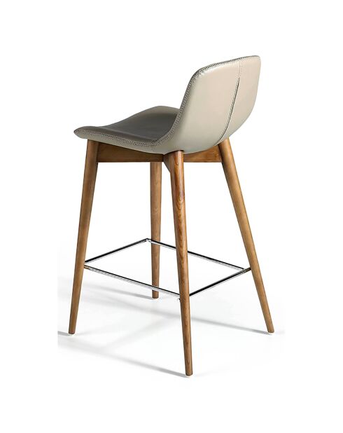 Tabouret rembourré vison/noyer - 52x45x93 cm