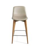 Tabouret rembourré vison/noyer - 52x45x93 cm