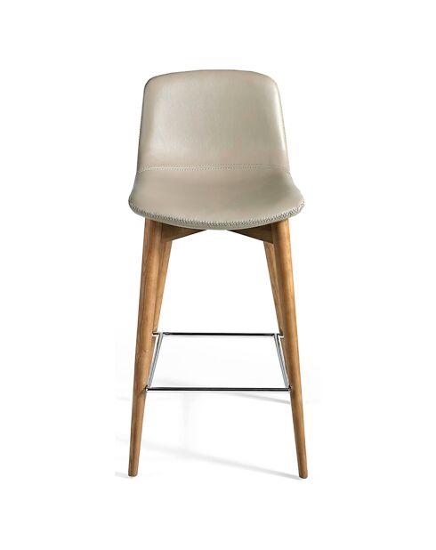 Tabouret rembourré vison/noyer - 52x45x93 cm