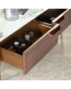 Table basse avec structure et tiroirs avec poignées noyer/blanc/gris  - 120x60x40 cm