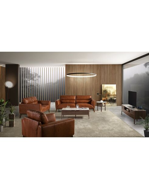 Mesa auxiliar de nogal/blanco/gris - 60x60x50 cm