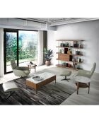 Table d'appoint noyer/blanc/gris  - 60x60x50 cm