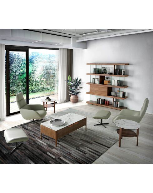 Mesa auxiliar de nogal/blanco/gris - 60x60x50 cm