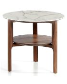 Table d'appoint noyer/blanc/gris  - 60x60x50 cm