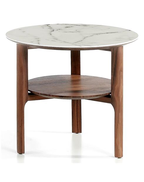 Mesa auxiliar de nogal/blanco/gris - 60x60x50 cm