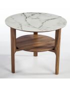 Table d'appoint noyer/blanc/gris  - 60x60x50 cm