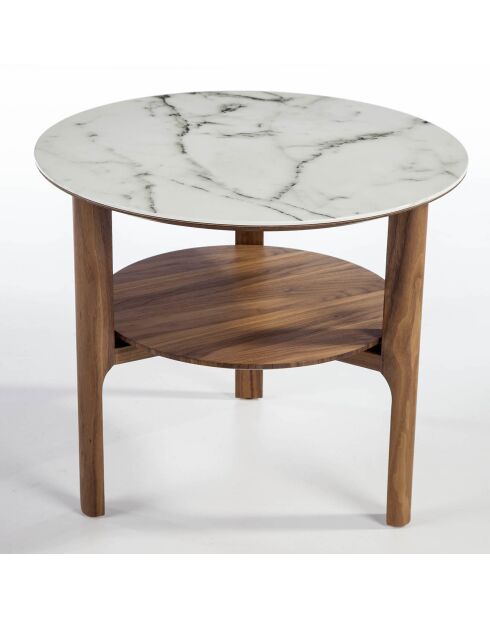 Mesa auxiliar de nogal/blanco/gris - 60x60x50 cm