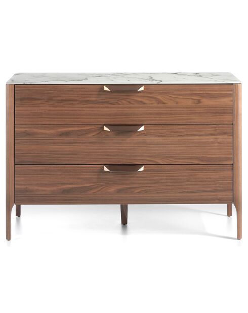 Commode avec tiroirs avec poignées noyer/blanc/gris - 120x45x80 cm