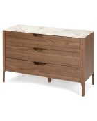 Commode avec tiroirs avec poignées noyer/blanc/gris - 120x45x80 cm
