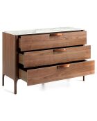 Commode avec tiroirs avec poignées noyer/blanc/gris - 120x45x80 cm