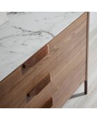 Commode avec tiroirs avec poignées noyer/blanc/gris - 120x45x80 cm
