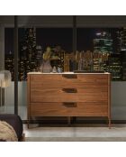 Commode avec tiroirs avec poignées noyer/blanc/gris - 120x45x80 cm