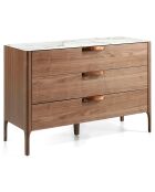 Commode avec tiroirs avec poignées noyer/blanc/gris - 120x45x80 cm