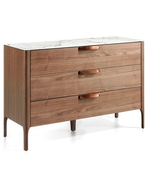 Commode avec tiroirs avec poignées noyer/blanc/gris - 120x45x80 cm