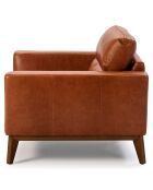 Fauteuil en Cuir cognac/noyer  - 102x96x86 cm