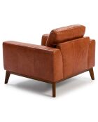 Fauteuil en Cuir cognac/noyer  - 102x96x86 cm