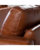 Fauteuil en Cuir cognac/noyer  - 102x96x86 cm
