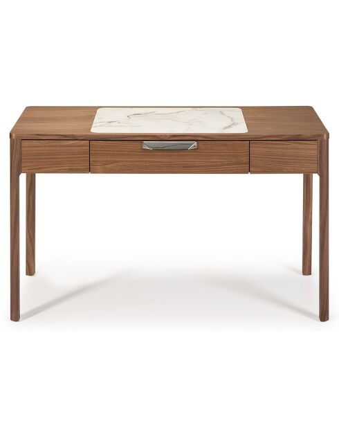 Toeletta con cassetto con maniglia in noce/bianco/grigio - 120x55x76 cm