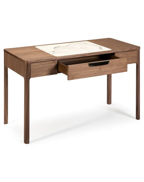 Toeletta con cassetto con maniglia in noce/bianco/grigio - 120x55x76 cm