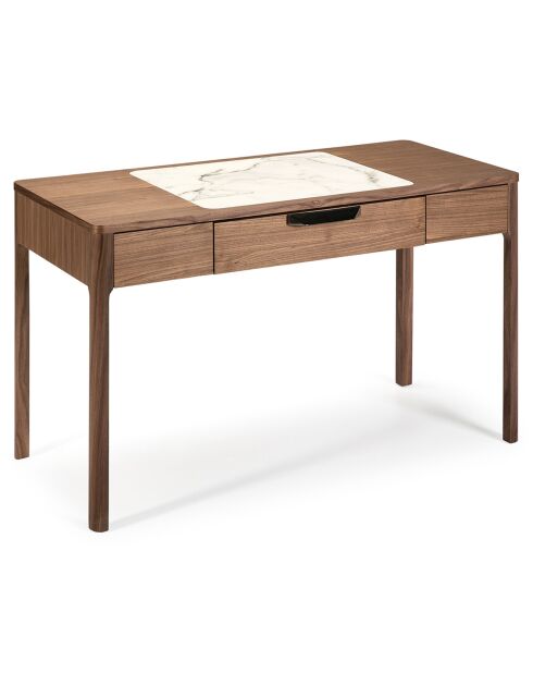 Toeletta con cassetto con maniglia in noce/bianco/grigio - 120x55x76 cm