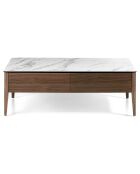 Table basse avec tiroirs. noyer/blanc/gris  - 120x60x40 cm