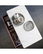 Table basse avec tiroirs. noyer/blanc/gris  - 120x60x40 cm