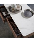 Table basse avec tiroirs. noyer/blanc/gris  - 120x60x40 cm