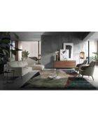 Meuble TV abec portes tiroirs et plateau noyer/blanc/gris - 200x45x51 cm