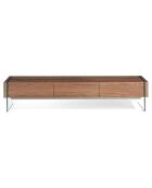 Meuble TV avec tiroirs noyer/transparent - 188x45x39 cm