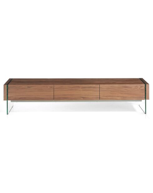 Meuble TV avec tiroirs noyer/transparent - 188x45x39 cm