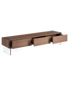 Meuble TV avec tiroirs noyer/transparent - 188x45x39 cm
