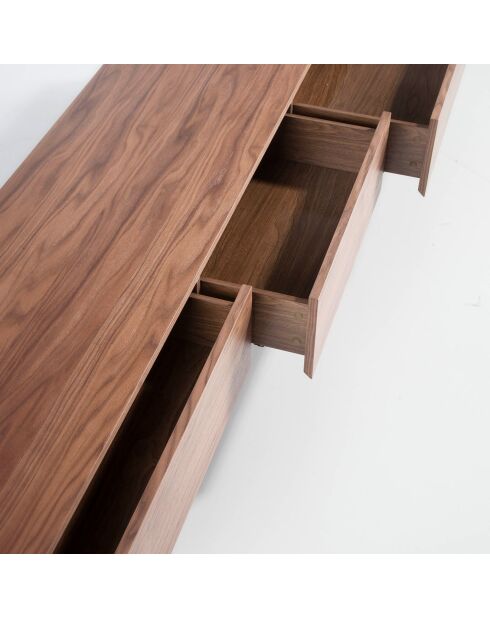 Meuble TV avec tiroirs noyer/transparent - 188x45x39 cm