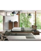 Table de nuit en bois plaqué noyer avec tiroir noyer/transparent  - 58x39x43 cm