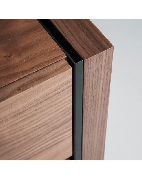 Chiffonnier avec côté en verre trempé noyer/transparent - 58x39x119 cm