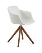 Chaise pivotante de table à manger blanc/brun  - 58x54x81 cm
