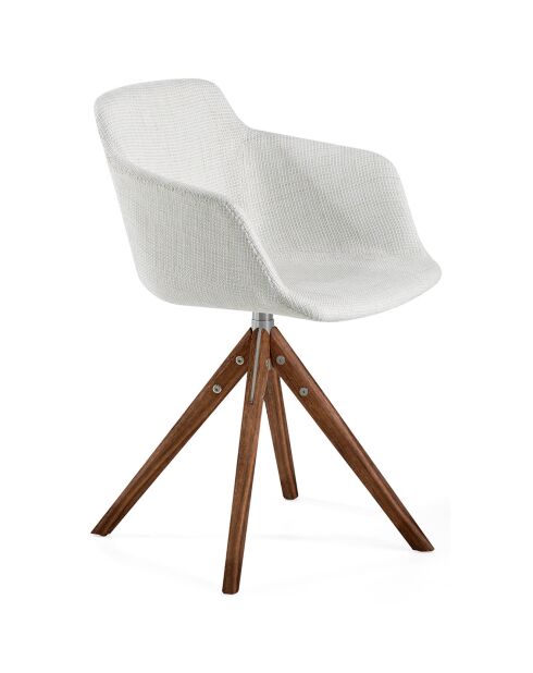 Chaise pivotante de table à manger blanc/brun  - 58x54x81 cm