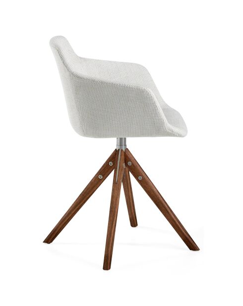 Chaise pivotante de table à manger blanc/brun  - 58x54x81 cm