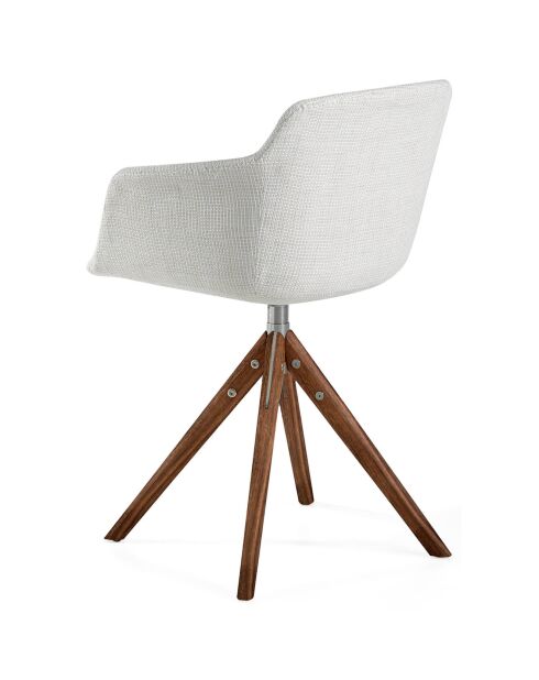 Chaise pivotante de table à manger blanc/brun  - 58x54x81 cm