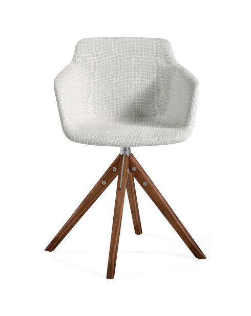 Chaise pivotante de table à manger blanc/brun  - 58x54x81 cm